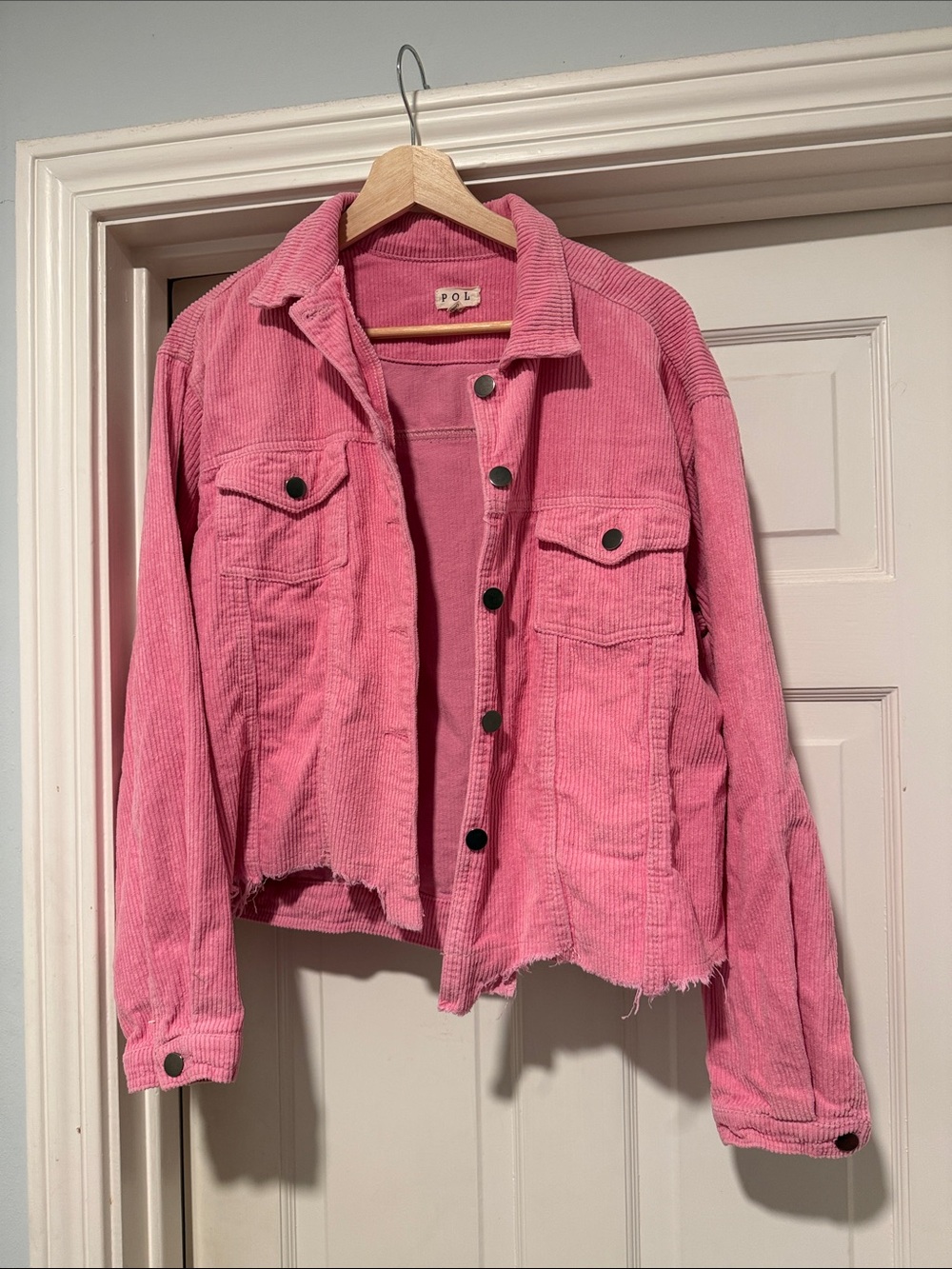 POL Corduroy Distressed Shirt Jacket
